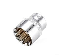 3/8 Inch Drive 12 Point Mirror Socket Bit Adapter for Torx Bit Ratchet Wrench Systems and Slotted Extension Compatibility (19mm)