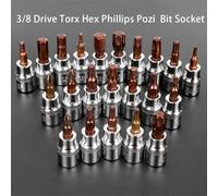 3/8 Inch Drive Hex Socket Bit Set H3 H10 and T55 for Compatible Ratchet and Bar Tools Chromium Vanadium Steel Construction (PZ3)