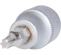 '3/8 Inch TX Bit Socket T25 O. Bore, Matt Chrome-Plated on Hanger