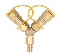 3/8 Inch Y Splitter Natural Gas Quick Connect Adapter, Separator Quick Connect Disconnect Adapter Suitable for Natural Gas Grills, Pizza Oven, Courtyard Fire Pits, Supports NG and LPG Gas Connections