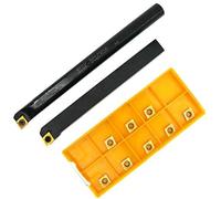 3/8" Internal Boring Bar Tool Holder for Lathe, SCLCR 1010H06 & S10K-SCLCR06 with CCMT060204 Carbide Inserts, 95° Angle, 10mm Shank, 100-125mm Length