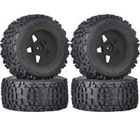 3.8" MT Monster Truck Tires with Foam Insert - 17mm/14mm/12mm Hex Adapters Included, Compatible with TRAXXAS Sledge, ARRMA KRATON, Outcast, Tamiya, HSP (Set of 4), Replacement Part of AR510092