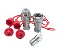 3/8" NPT Hydraulic Quick Connect Couplings, Replace 7J417-66220 7J417-66320, ISO7241-B, 4000 PSI, with Dust Caps, Fit for Kubota (2 Set)