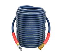 3/8'' Pressure Washer Hose 100ft Non Marking 4800psi with Quick Connect, Power Washing Hose Kink Resistant Steel Wire Braided, Upgraded 4-Layer Structure Commercial&Home Use for Clean Car Yard Garden