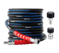 3/8'' Pressure Washer Hose 50FT, Kink Resistant High Tensile Wire Braided Power Washer Hose for Hot and Cold Water with 2 Pcs M22-14mm 3/8" Quick Connect Kit, 5200PSI Commercial Industrial Grade