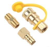 3/8 Solid Brass Propane Quick Connect Fitting Kit for Grills RVs Campers Trailers and Marine Low Pressure Natural Gas Use (B)
