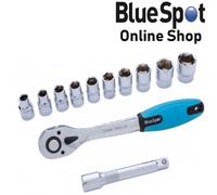 3/8" SQUARE DRIVE SOCKET SET RATCHET & EXTENSION BAR 12 PIECE BLUE SPOT 01502