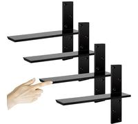 3/8" Thick Heavy-Duty Floating Shower Bench Brackets - 16" L x 2.5" W Wall Mount Bracket, Free Hanging T Shelf Support Brackets for Vanity, Granite Countertops, Dishwashers,Bench Seats (4-Pack)