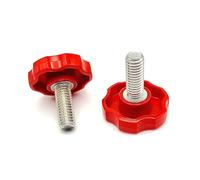 3/8" x 1" Thumb Screw Bolts with Red Round Hex Head Clamping Knob Plastic Cap 304 Stainless Steel 3/8"-16 Standard Thread Rust-Resistant for Indoor/Outdoor Use (4 Pack)