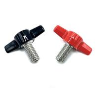 3/8" x 3/4" Thumb Screw T Bolts Plastic Butterfly Hand Knob Red or Black Cap Stainless Steel Standard 3/8"-16 Coarse Thread Indoor/Outdoor (4 Pack, Red)