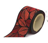 3.8 Yard Spool 2.67 inches Red Orange Tropical Leaves Drapery Trim Jacquard Ribbon for Your Drapes Curtains Drapery Banding Trim Tape V8 196