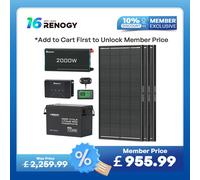 3.84kWh Motorhome Power Kit | 300Ah LiFePO4 Battery, 2000W Inverter - 3*ShadowFlux solar panel / 2000W Inverter Charger