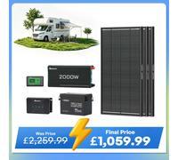 3.84kWh Motorhome Power Kit | 300Ah LiFePO4 Battery, 2000W Inverter - 3*ShadowFlux solar panel / 2000W Inverter Charger