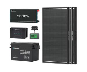 3.84kWh Motorhome Power Kit | 300Ah LiFePO4 Battery, 2000W Inverter - 3*ShadowFlux solar panel / 300Ah Mini Battery