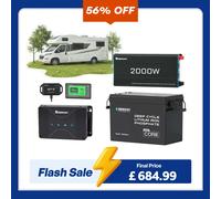 3.84kWh Motorhome Power Kit | 300Ah LiFePO4 Battery, 2000W Inverter - No Solar / 2000W Inverter Charger