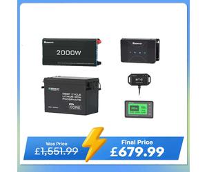 3.84kWh Motorhome Power Kit | 300Ah LiFePO4 Battery, 2000W Inverter - No Solar