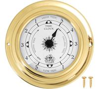 3.85In Tide Clocks for East Coast - Brass Tide Clock for High and Low Tides, Small Wall Hanging Nautical Boat Clock, Weather Station Ocean Decor Atlantic Accessories for Fishing and Beach Activities