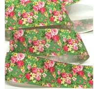 3.8cm Beautiful Flowers Printed Satin Ribbon 5Y for Handmade DIY Craft Hairpin Wedding Christmas Easter Deco Floral Wrap-PR1127-5yards