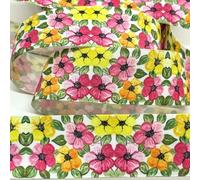 3.8cm Beautiful Flowers Printed Satin Ribbon 5Y for Handmade DIY Craft Hairpin Wedding Christmas Easter Deco Floral Wrap-PR1174-5yards
