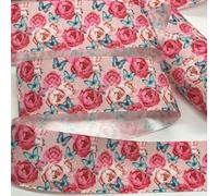 3.8cm Beautiful Flowers Printed Satin Ribbon 5Y for Handmade DIY Craft Hairpin Wedding Christmas Easter Deco Floral Wrap-PR1073-5yards
