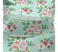3.8cm Beautiful Flowers Printed Satin Ribbon 5Y for Handmade DIY Craft Hairpin Wedding Christmas Easter Deco Floral Wrap-PR1086-5yards