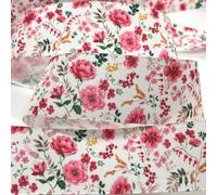 3.8cm Beautiful Flowers Printed Satin Ribbon 5Y for Handmade DIY Craft Hairpin Wedding Christmas Easter Deco Floral Wrap-PR1100-5yards