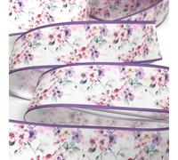 3.8cm Beautiful Flowers Printed Satin Ribbon 5Y for Handmade DIY Craft Hairpin Wedding Christmas Easter Deco Floral Wrap-PR1193-5yards