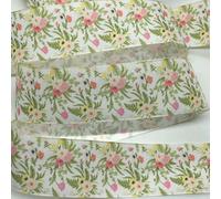 3.8cm Beautiful Flowers Printed Satin Ribbon 5Y for Handmade DIY Craft Hairpin Wedding Christmas Easter Deco Floral Wrap-PR1188-5yards
