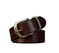 3.8CM Pure Cowhide Genuine Leather For Men Jeans Brass Buckle Belts Cowboy Waistband Male(125cm,Brown)