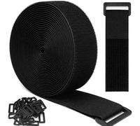 3.8cm x 5m Velcro Straps Heavy Duty, Velcro Cable Tidy with 30 Buckles, Cut to Length Adjustable Cable Ties, Reusable Strapping Roll for Storage Organization Cable Management Bike Hoses Office Garage