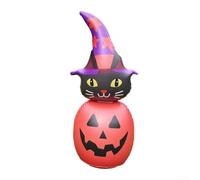 3.8FT Halloween Inflatables, Outdoor Glow-in-the-dark Pumpkin Cat, With Built-in LED Lights, For Outside Garden Lawn Party Yard Holiday