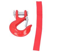 3/8in Clevis Safety Hook, Steel Forged Heavy Duty Hook with Safety Latch, 18000lbs Ultimate Capacity Antirust for Trailer Chains Off Road Rescue Lifting and Port Use (Red)