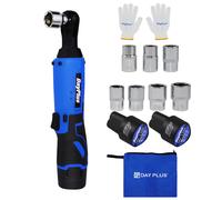 3/8inch Impact Electrical Ratchet Wrench with 2 Lithium Battery Variable Speed Setting, 30ft-lbs Max Torque and 7 x Sockets in Different Sizes