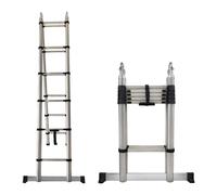 (3.8M(1.9M+1.9M)) Telescopic Ladder Folding Portable Extendable A-Frame Ladder Anti Slip with Stabilizer Bar Heavy Duty Stainless Steel