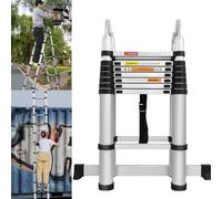 (3.8M(6+6Steps)) A Frame Telescopic Ladder Stepladder with Stabilizer Bar Aluminium Folding Extension Ladder Max Capacity 330lb for Home Outdoor Indoor Household