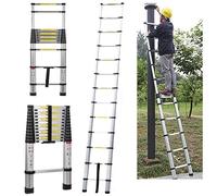 3.8m Extension Ladder Stainless Steel Foldable Ladders Capacity Max Load 150kg/330lb with EN131 Weight 11kg/24.3lbs