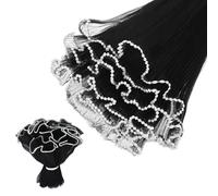 3.8M Pearl Edge Flower Wrapping 28CM Flower Wrapping Mesh Paper Wave Mesh Bouquet Paper Suitable for Shop Wedding Birthday Gift DIY (Black)