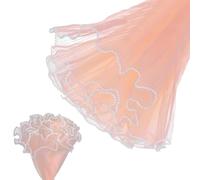 3.8M Pearl Edge Flower Wrapping 28CM Flower Wrapping Mesh Paper Wave Mesh Bouquet Paper Suitable For Shop Wedding Birthday Gift DIY (Pink)