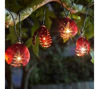 3.8m Solar Power Outdoor Novelty LED Ladybird Spiral String Fairy Lights | Garden Decoration