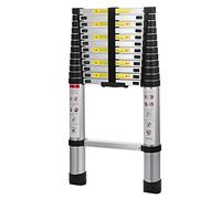 3.8M Stainless Steel Telescopic Ladder Extension Extendable Steps 150KG Loading EN131 Multi-Purpose Foldable Ladder 13 Step for Office Home Loft