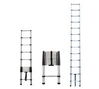 3.8M Stainless Steel Telescoping Ladder Extension Ladder, Multi-Purpose Collapsible Ladders Folding Ladder,Lightweight Telescopic Compact Ladders