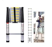 3.8m Telescopic Ladder Multi-Purpose Stainless Steel for Loft Home Capacity Max Load 150kg/330lb for Outdoor & Indoor Use 13 Steps Wight 11kg Easy to Use & Carry