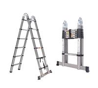 3.8M Telescopic Ladders, Stainless Steel Telescoping Loft Ladder, Multi-Purpose Extension Ladder Max Load 150kg/330lb, Great for Decorating, Painting, Home DIY