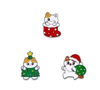 3-8pcs Merry Christmas Brooches Cute Santa Snowman Candy Cane Gnome Cat Dinosaur Brooches Set Winter Holiday Enamel Lapel Pins Brooch for Women, Metal, no gemstone
