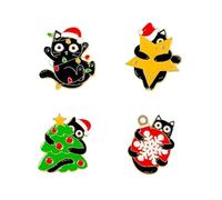 3-8pcs Merry Christmas Brooches Cute Santa Snowman Candy Cane Gnome Cat Dinosaur Brooches Set Winter Holiday Enamel Lapel Pins Brooch for Women, Metal, no gemstone