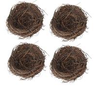 3.9" Artificial Birds Nest, 4 Pieces Rattan Bird Nest Handmade Crafts for Easter Garden Yard Home Decoration