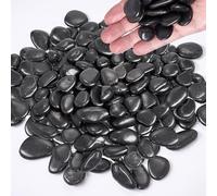 3.9 LB Black Polished Pebbles, 1-2CM Decorative Stones, Pebbles for Plant Pots,Garden Pebbles,Stones for Plant Pots,Garden Stones,Decorative Stones for Vases,Glass Pebbles for Vases,Pebbles for Garden