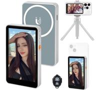 3.97'' Magnetic Phone Vlog Selfie Monitor Screen, Wireless Connection, Bluetooth Remote Control, Rear Camera Monitor for Selfie Live Stream TikTok, Compatible with iPhone & Android Silver (A-2)