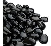 3.97lb Black Decorative Stones - Natural Polished Pebbles for Plant Pots, Smooth Gravel River Rocks for Landscaping, Vase Fillers, Succulents, Aquarium, Pond and Garden Decoration(0.59" - 1.18")