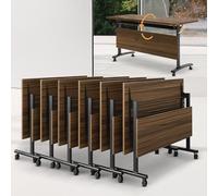 3.9FT Folding Conference Table with Silent Wheels - Portable Mobile Meeting Table for Office, Training, and Classroom - Ideal Seminar Table (6PCS, 47.2IN)